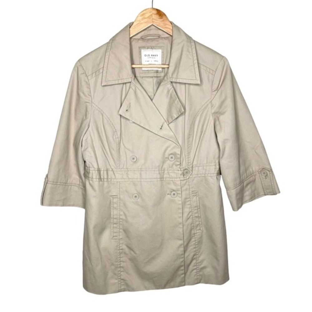 Old Navy‎ Double Breasted Faux Belt Cotton Jacket Coat Beige Large